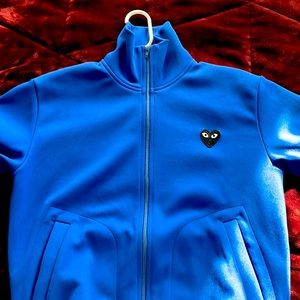 Play COMME Des Garçons track jacket size Small royal blue with black heart eyes